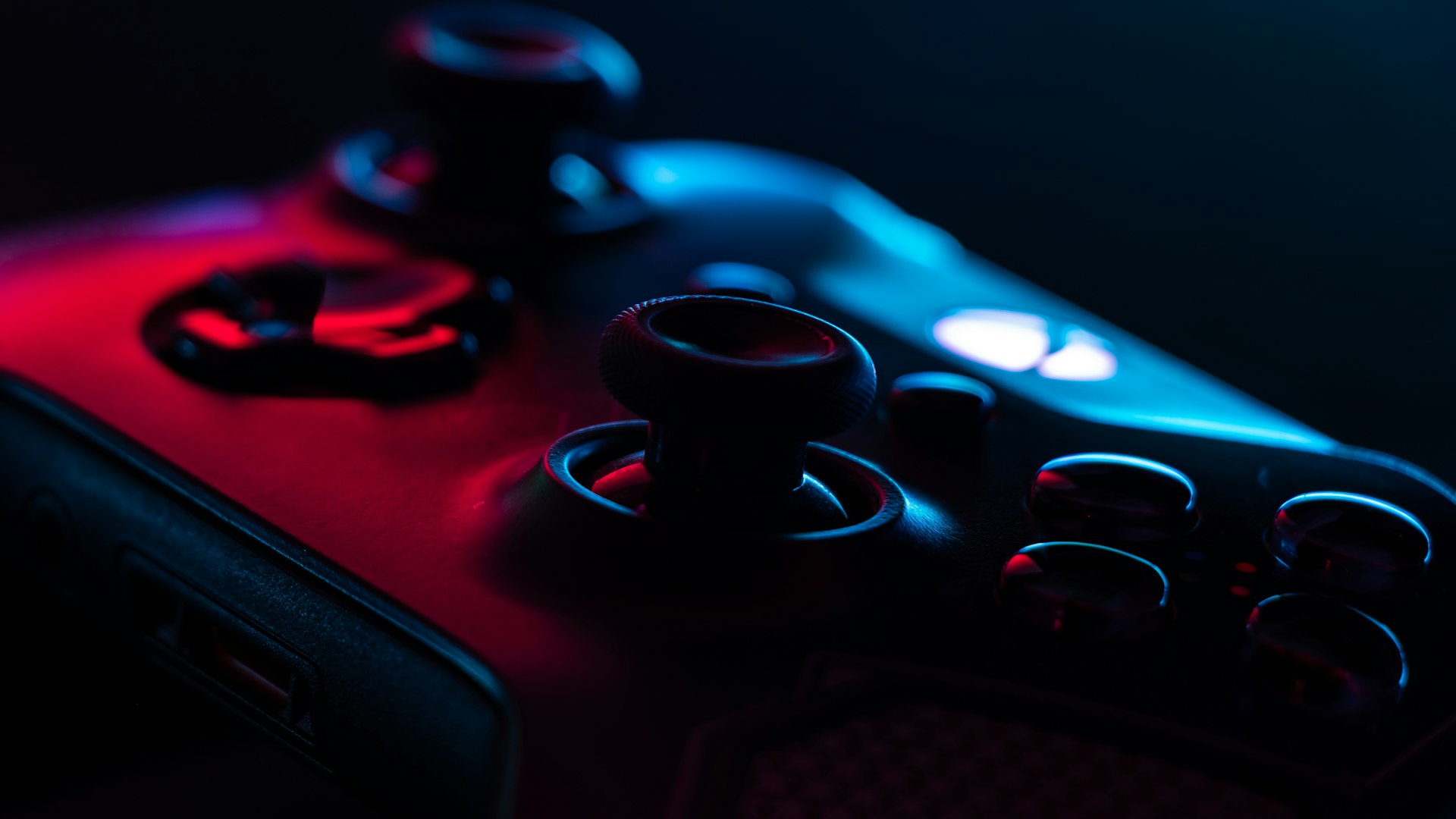 A gamer's expedition-style setup lit at dusk